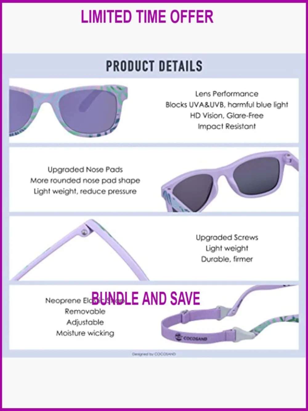Flexible Polarized Baby Sunglasses with Adjustable Strap UV Protection